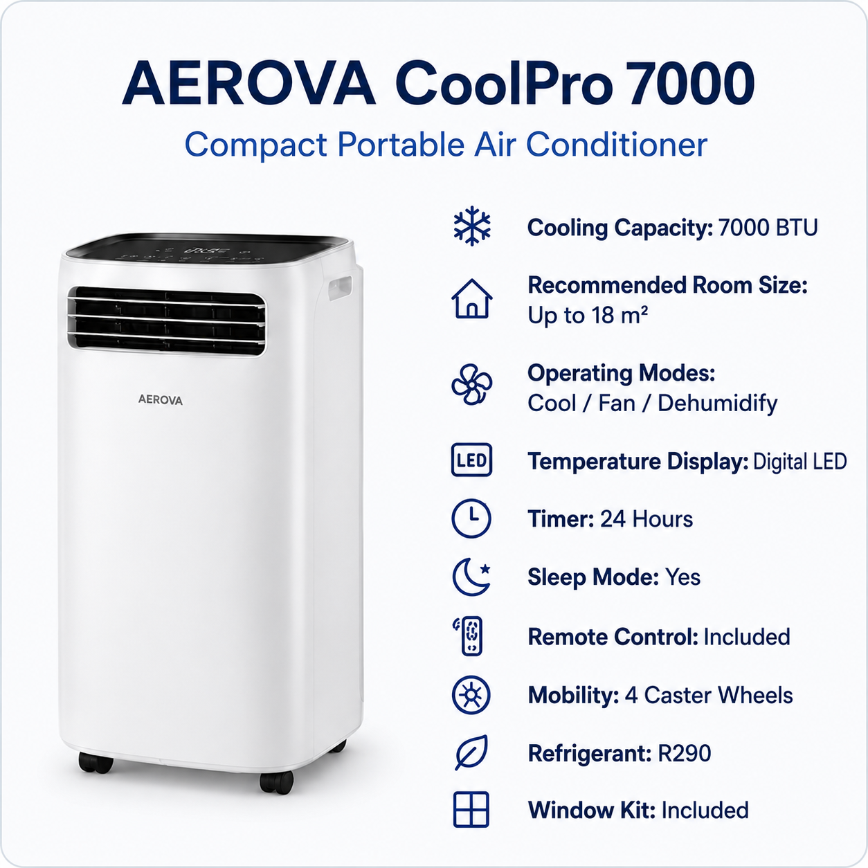 AEROVA BreezeFlow 7000 — Evaporative Air Cooler (Large Tank)