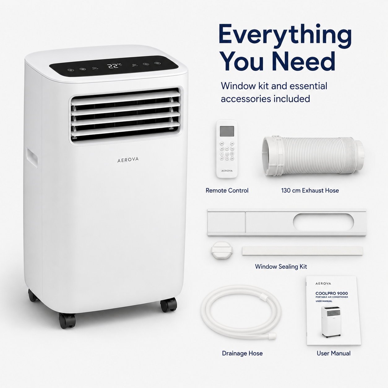 AEROVA CoolPro 9000 — Portable Air Conditioner (9000 BTU)