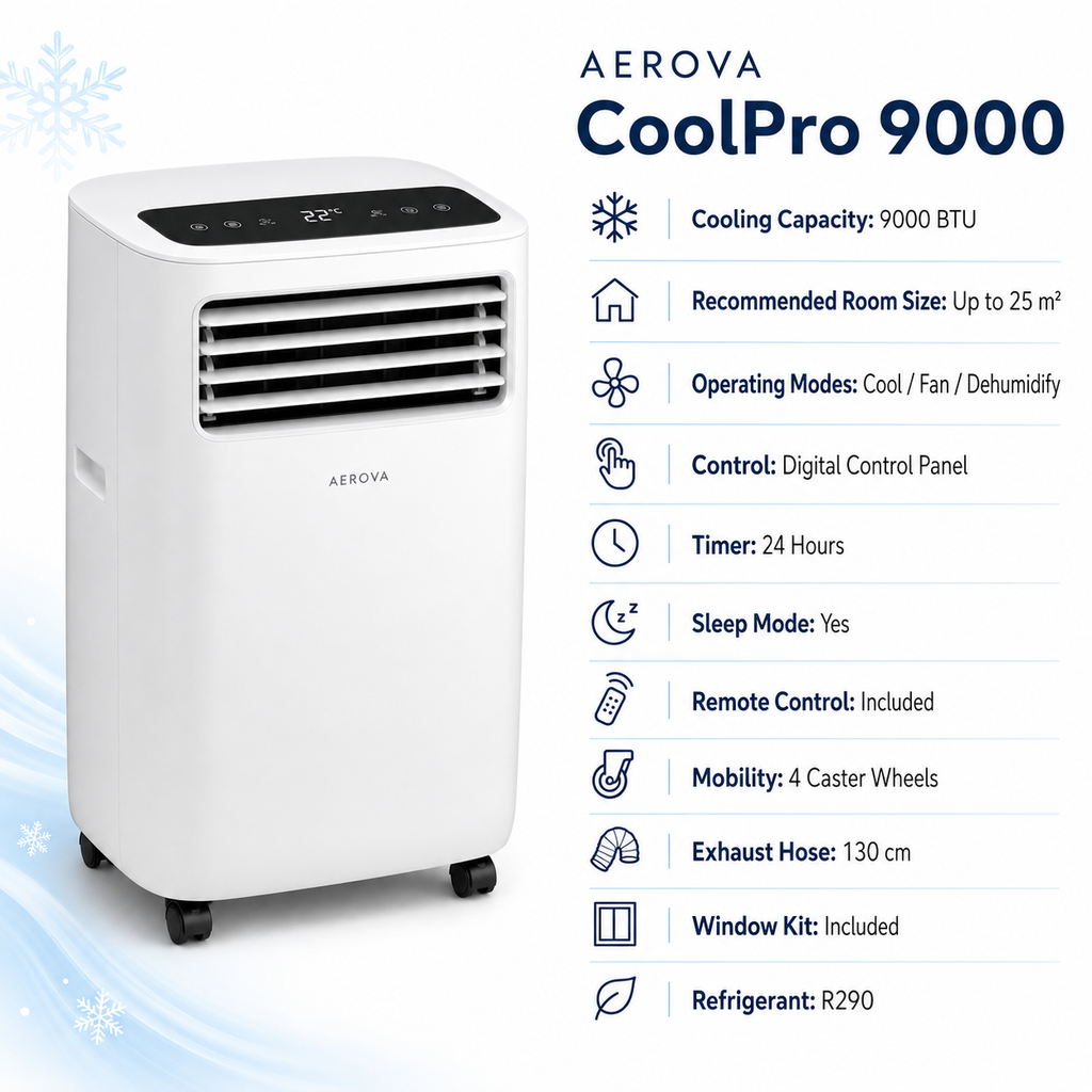 AEROVA CoolPro 9000 — Portable Air Conditioner (9000 BTU)